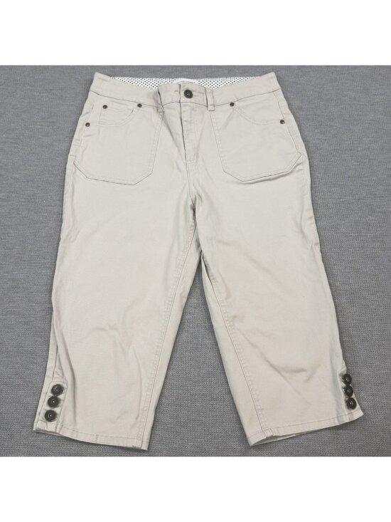 Christopher & Banks Pants - Christopher & Banks Capri Pants Womens Size 10 Beige Button Hem Detail Lt Khaki